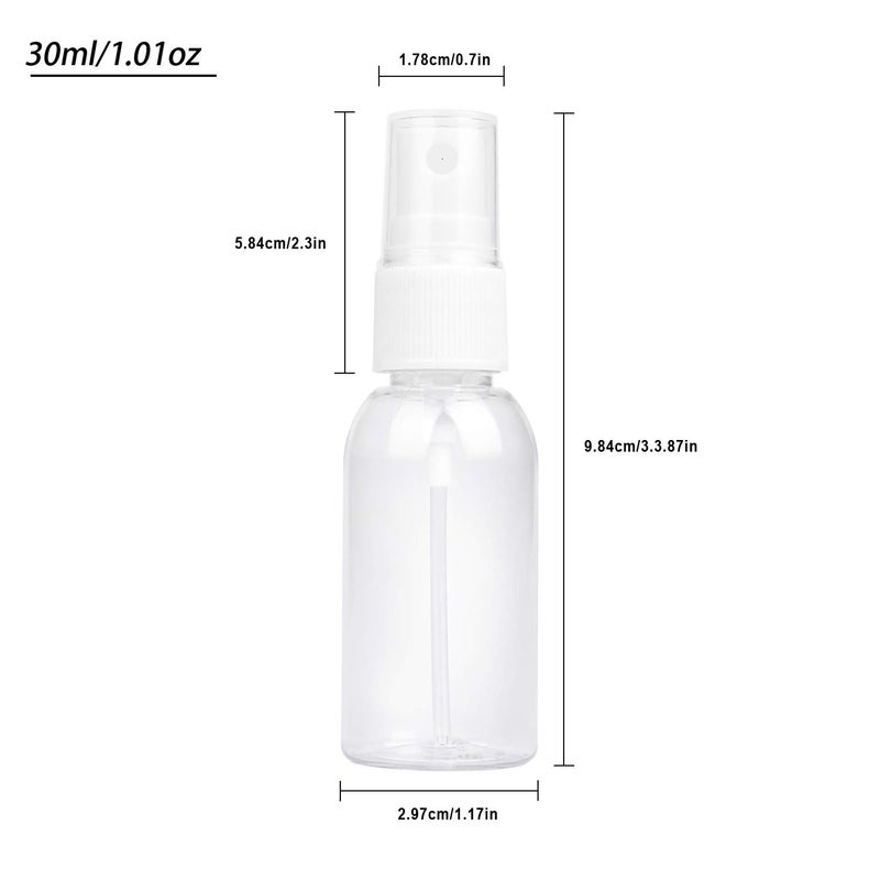 TRENDBOX 6 Pack Empty Transparent Plastic Fine Mist Spray Bottle 30 ml (1 oz) - Image 2